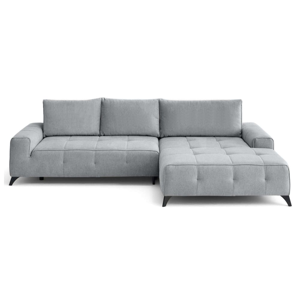 Canapé d'angle droit convertible 4 places en tissu gris