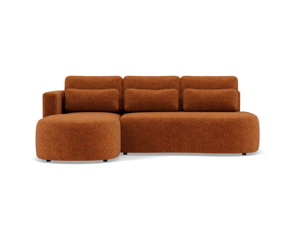 Canapé d'angle convertible 4 places en tissu texturé terracotta