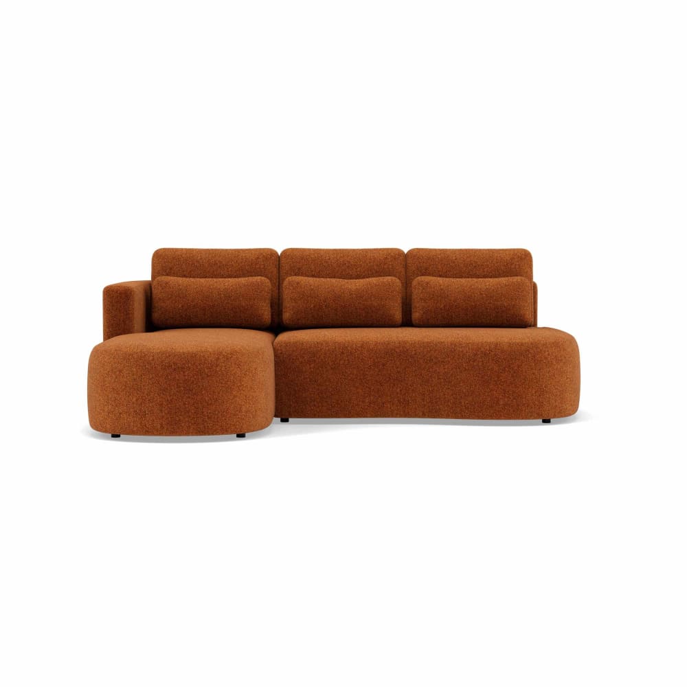 Canapé d'angle gauche convertible 4 places en tissu texturé terracotta