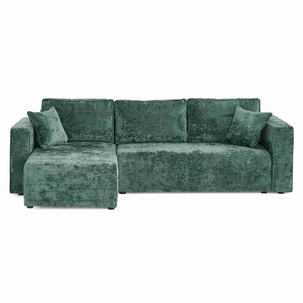 Canapé d'angle réversible convertible 4 places en velours à relief