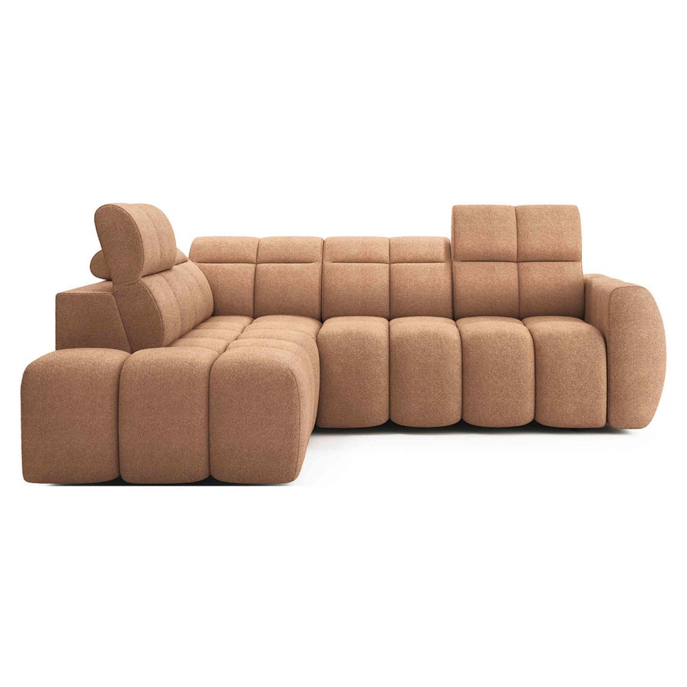 Canapé d'angle gauche 4 places en tissu texturé terracotta