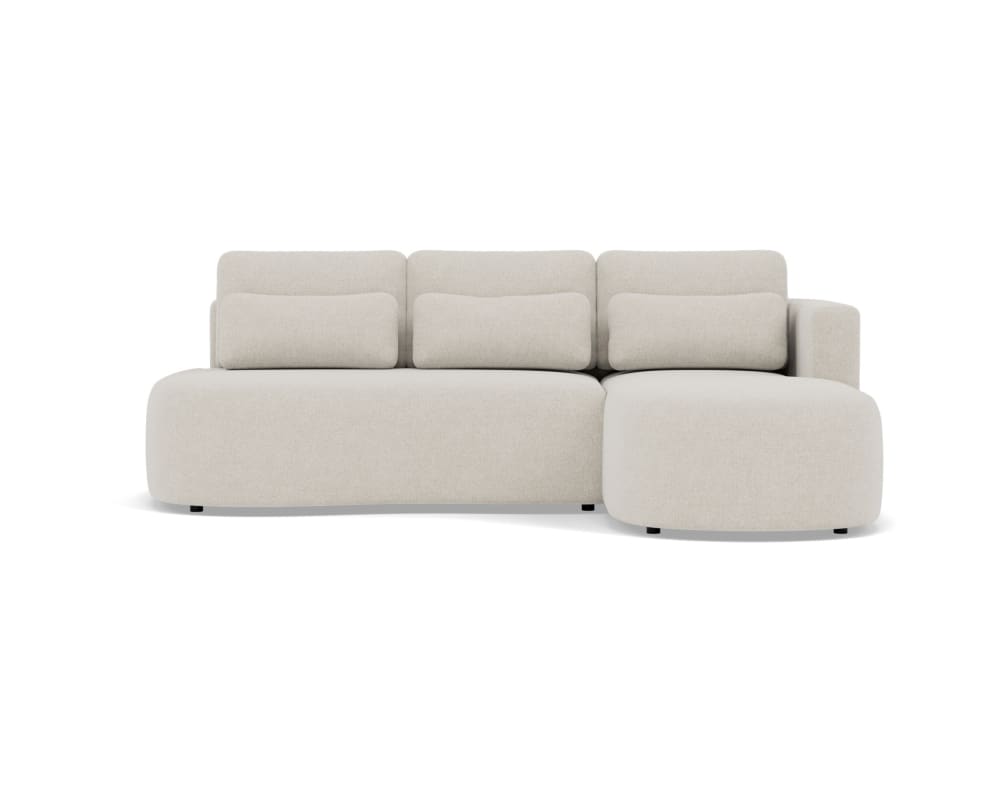 Canapé d'angle convertible 4 places en tissu texturé beige