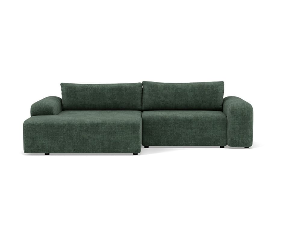 Canapé d'angle convertible - coffre velours vert
