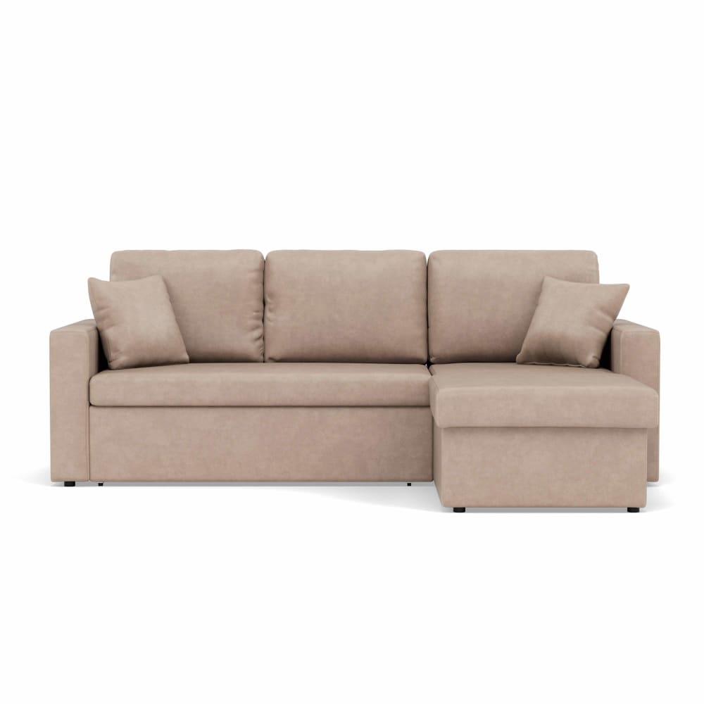 Canapé d'angle réversible convertible 4 places en simili beige