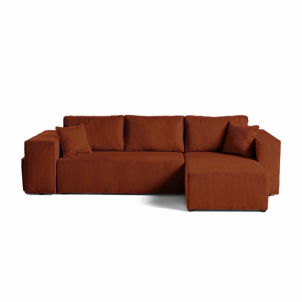 Canapé d'angle réversible convertible 4 places en velours côtelé