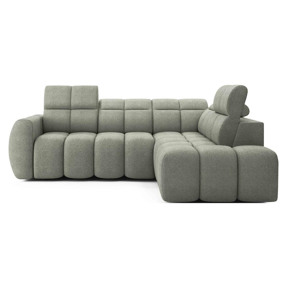 Canapé d'angle droit 4 places en tissu texturé vert