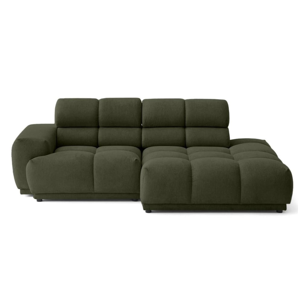 Canapé d'angle droit 4 places en tissu texturé vert