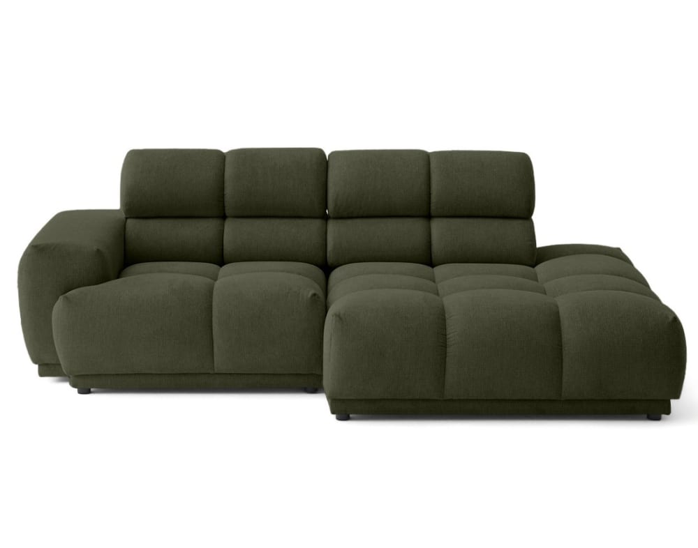 Canapé d'angle droit 4 places en tissu texturé vert