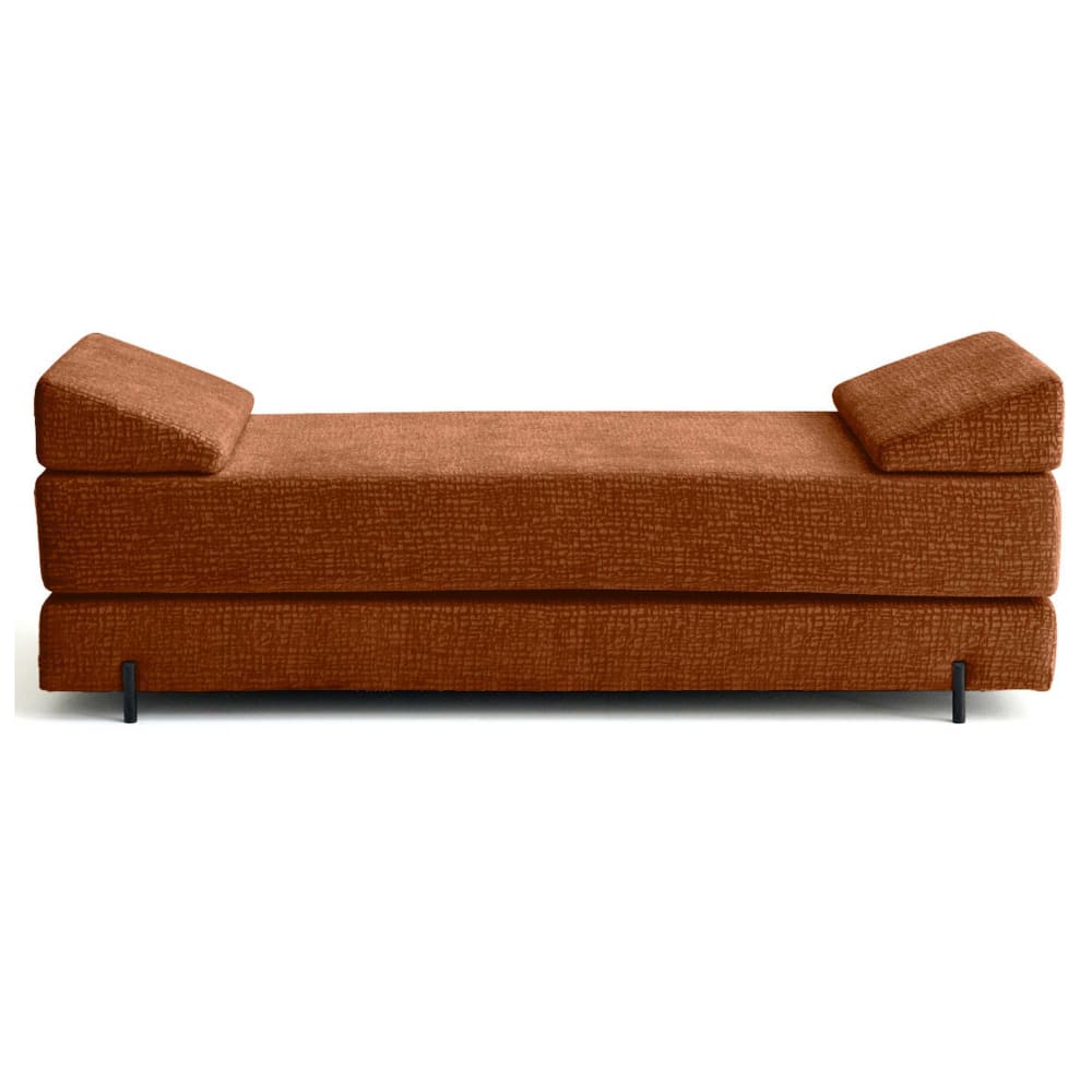 Canapé droit convertible 3 places en tissu velours relief terracotta