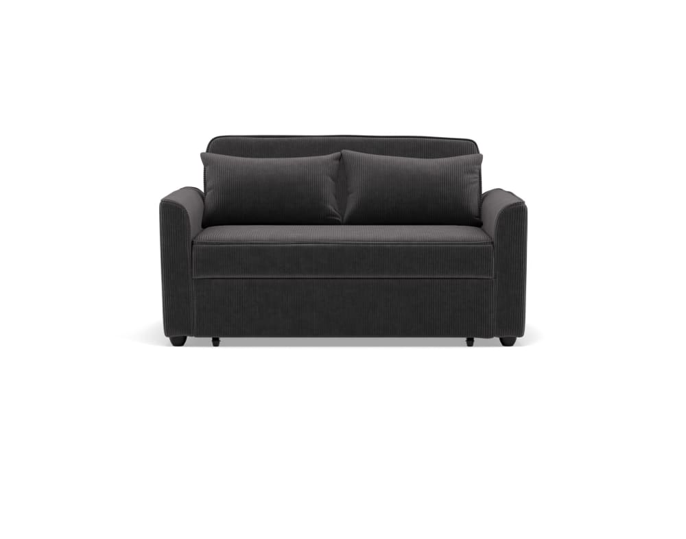 Canapé droit 2 places en velours côtelé gris