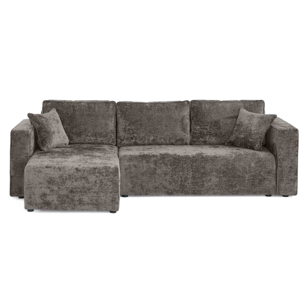 Canapé d'angle réversible convertible 4 places en velours à relief