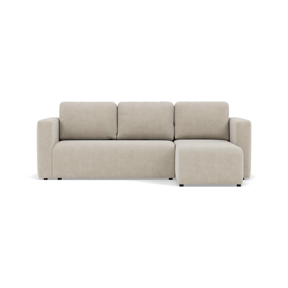 Canapé d'angle réversible convertible 4 places en velours côtelé beige