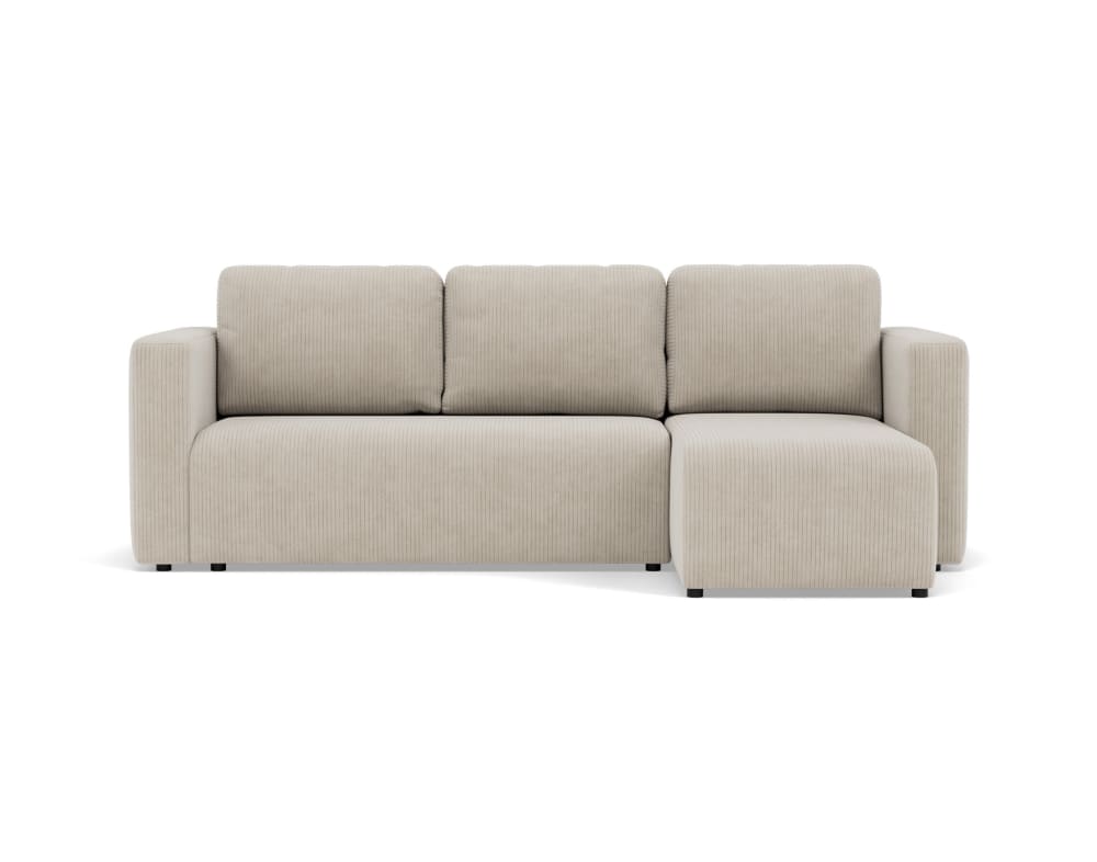 Canapé d'angle réversible convertible 4 places en velours côtelé beige