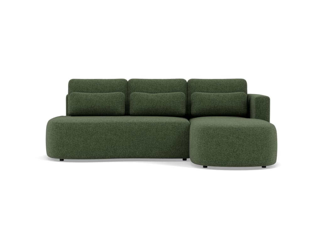 Canapé d'angle convertible 4 places en tissu texturé vert
