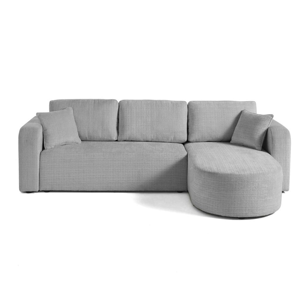 Canapé d'angle réversible convertible 4 places en velours texturé gris