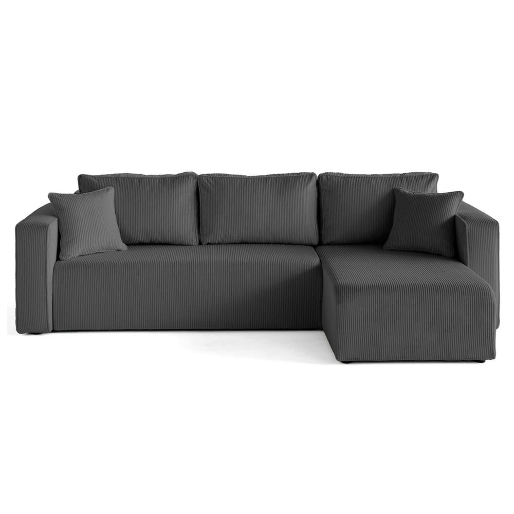 Canapé d'angle réversible 4 places en velours côtelé gris