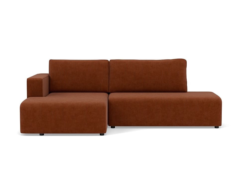 Canapé d'angle gauche convertible 4 places en velours côtelé