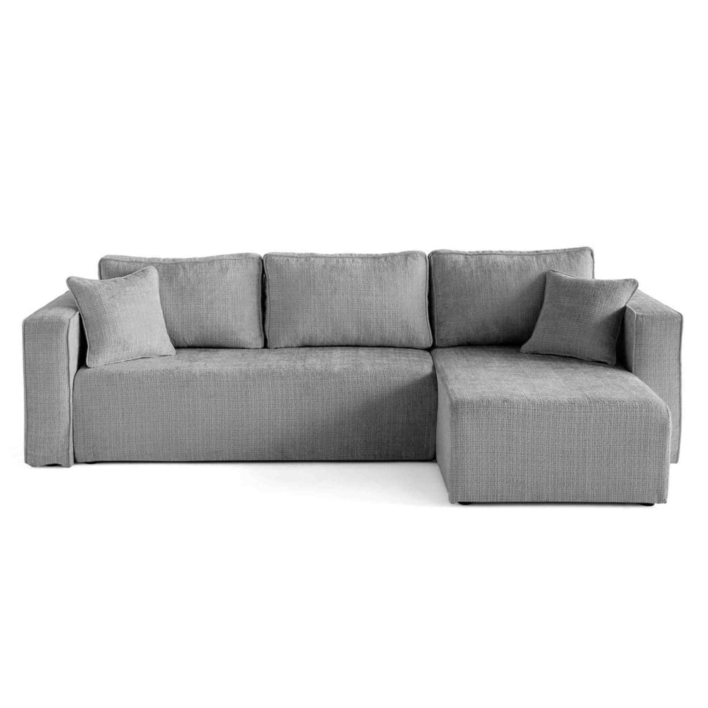 Canapé d'angle réversible 4 places en velours texturé gris