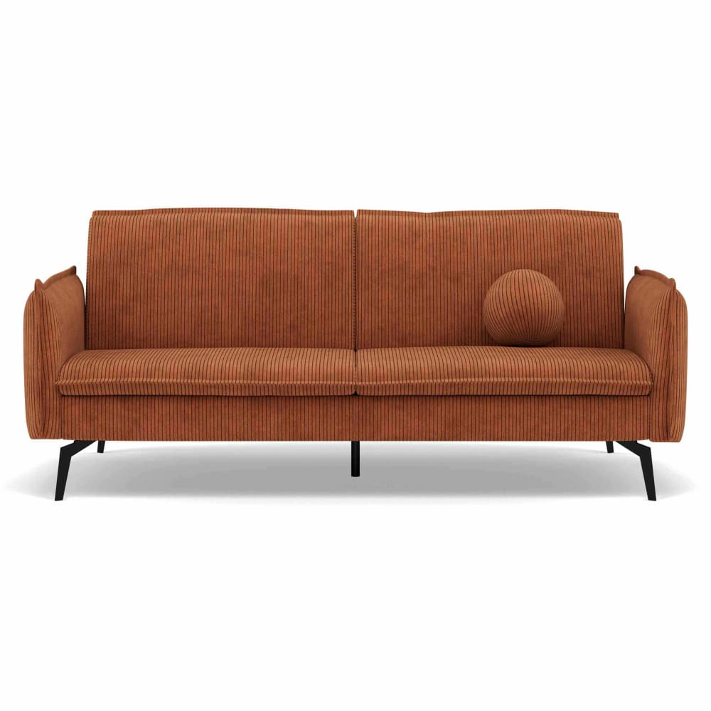 Canapé clic-clac 2 places en velours côtelé terracotta