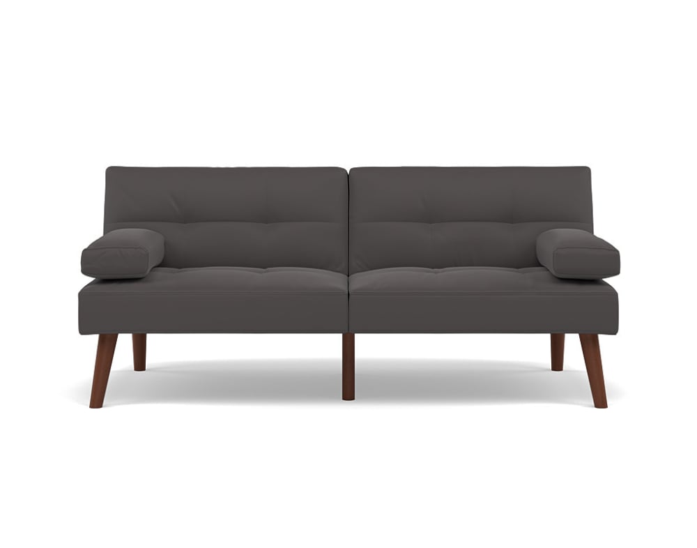 Canapé clic-clac 2 places en simili gris