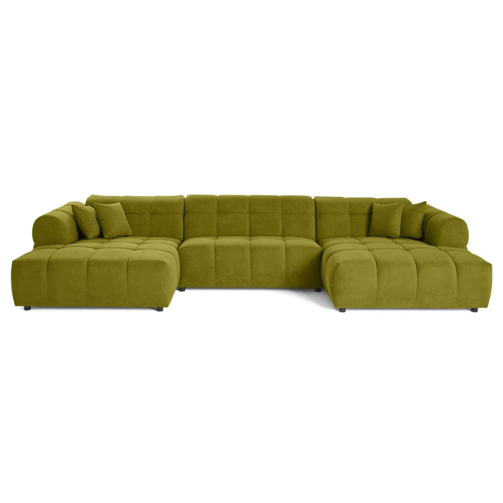 Canapé panoramique 7 places En U en Tissu texturé Vert