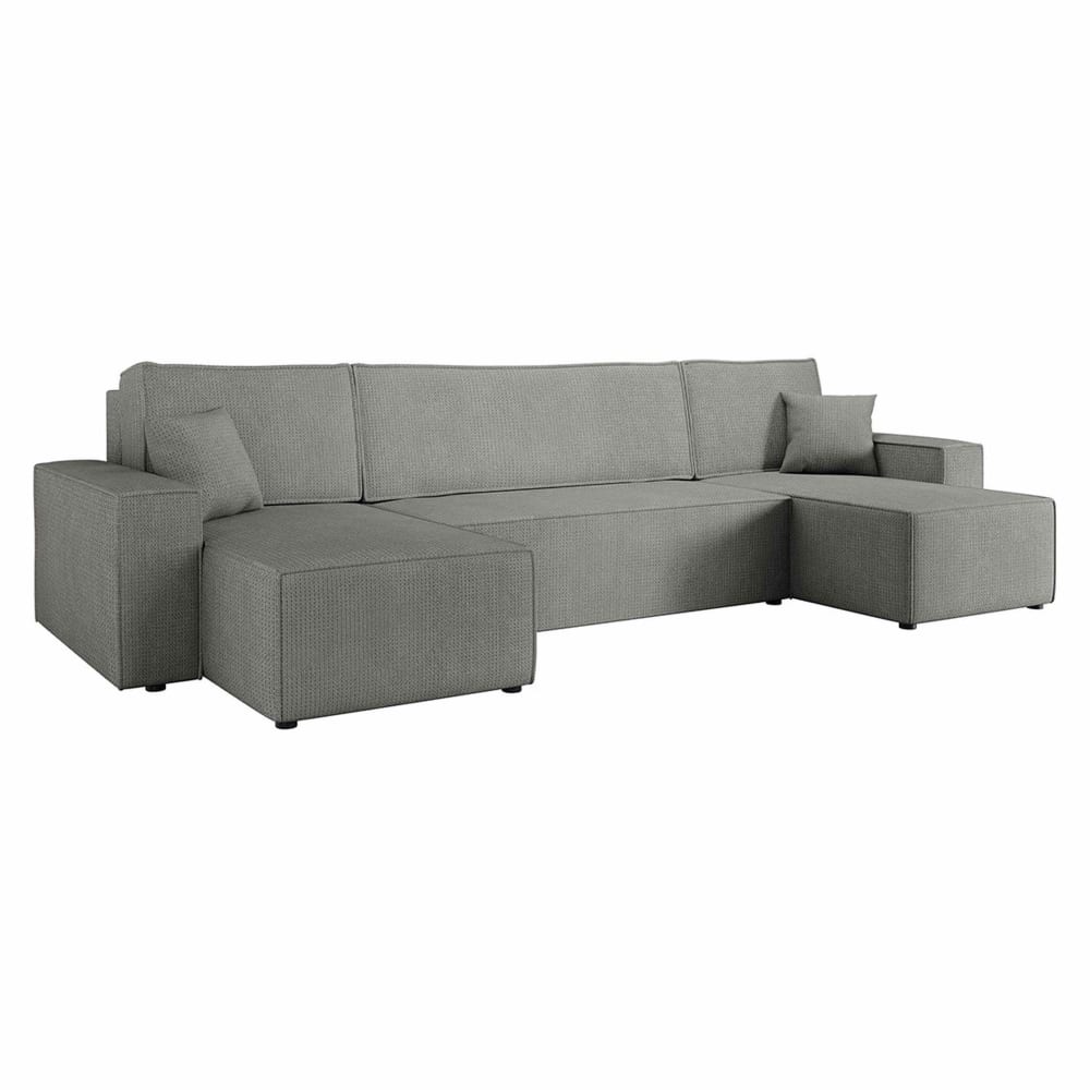 Canapé panoramique 7 places En U en Tissu texturé Gris