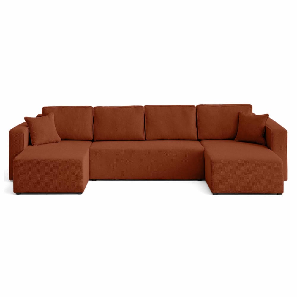 Canapé panoramique 7 places En U en Velours texturé Terracotta