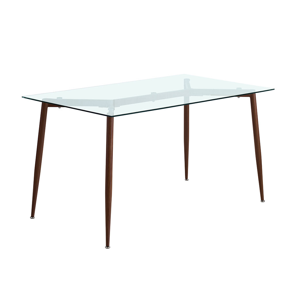 Siediti Fuori e Dentro Rechteckiger Tisch 140x80cm Glasplatte Holzbeine style vintage Braun Glas