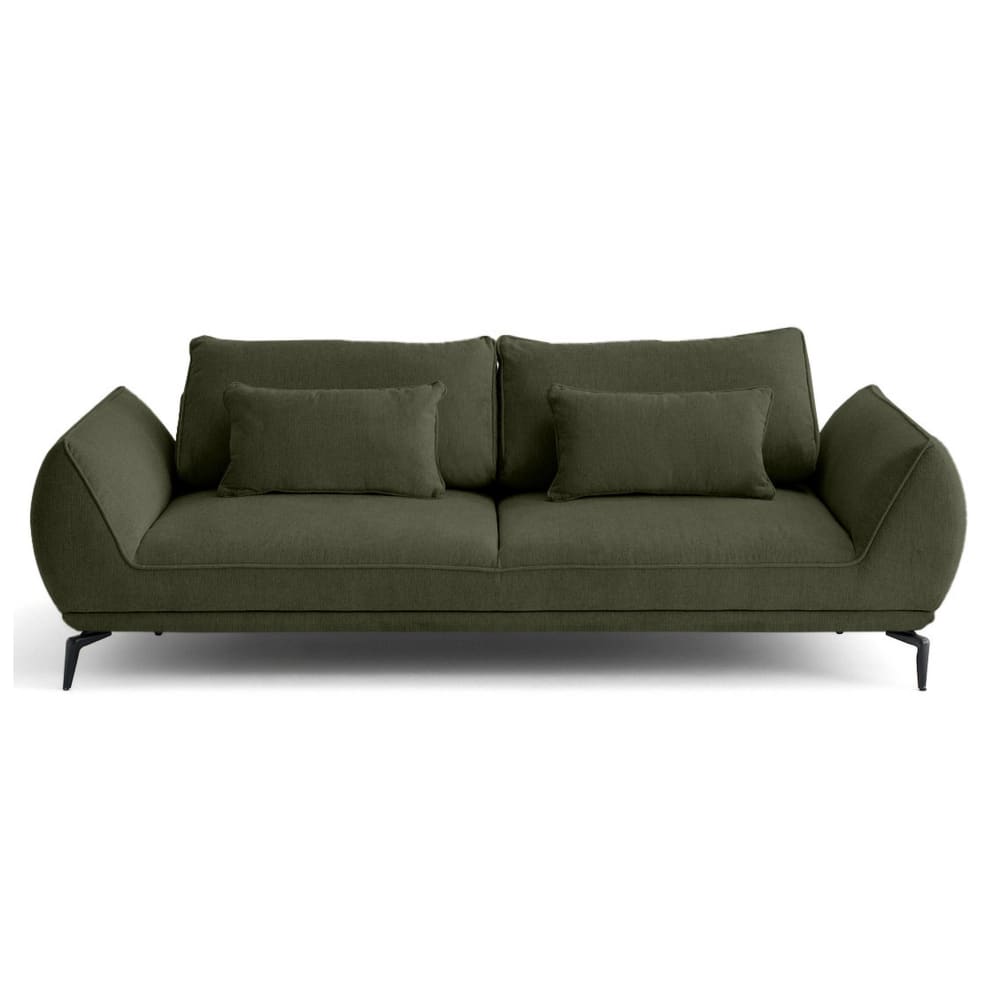 Canapé droit convertible 3 places en tissu texturé vert