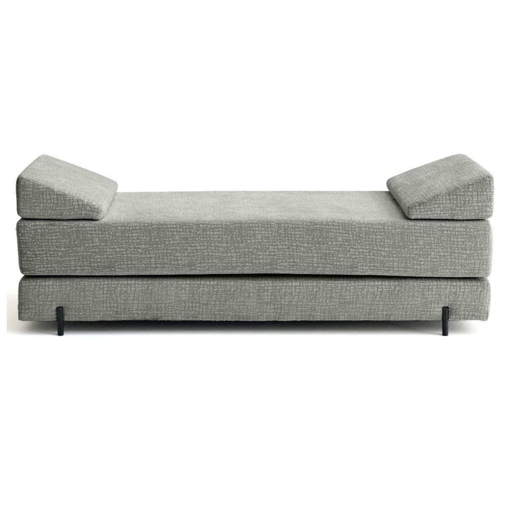 Canapé droit convertible 3 places en tissu velours relief gris