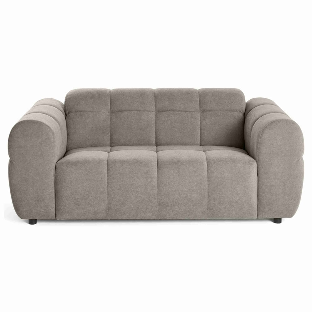 Canapé droit 2 places en tissu texturé gris