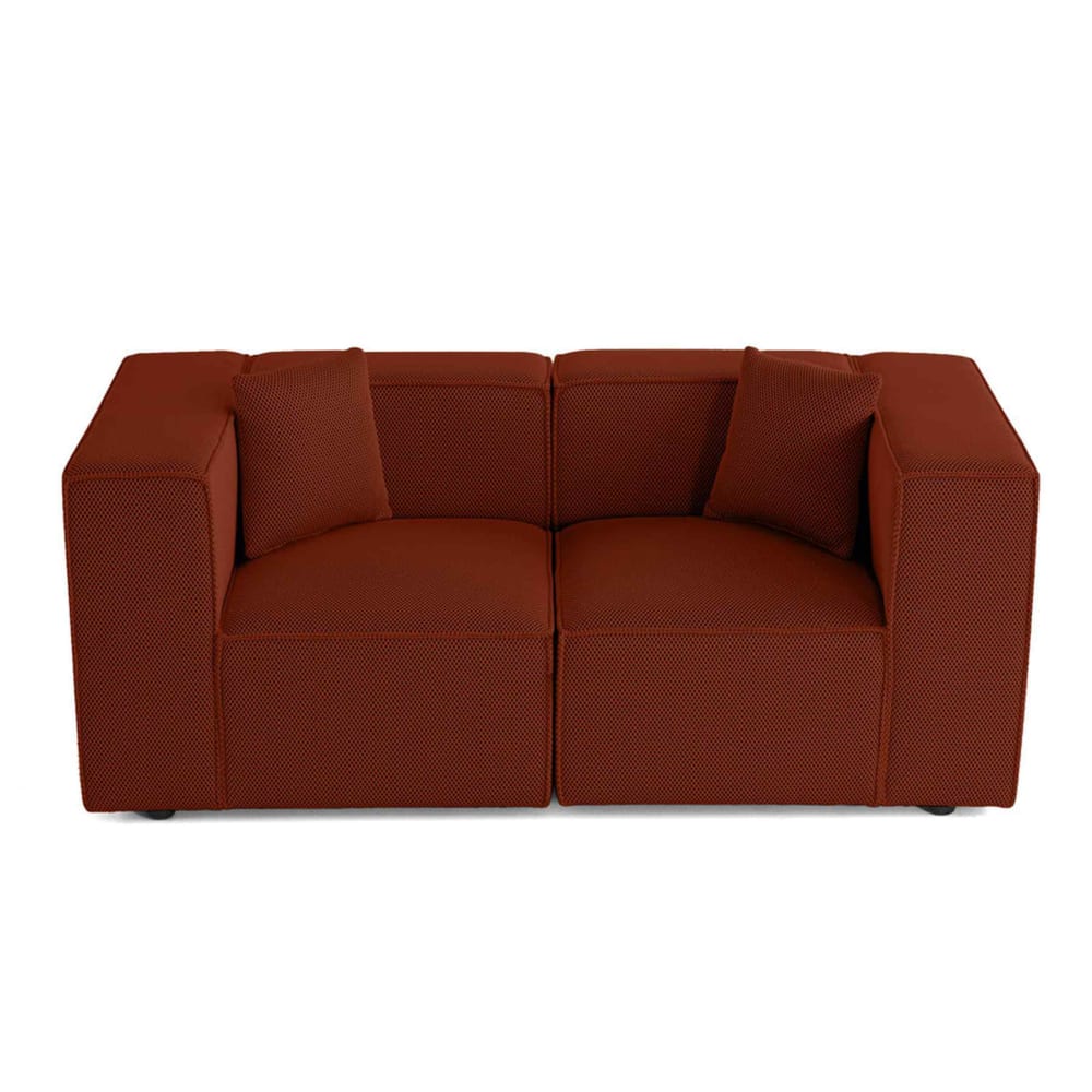 Canapé modulable 2 places en tissu mailles 3d terracotta