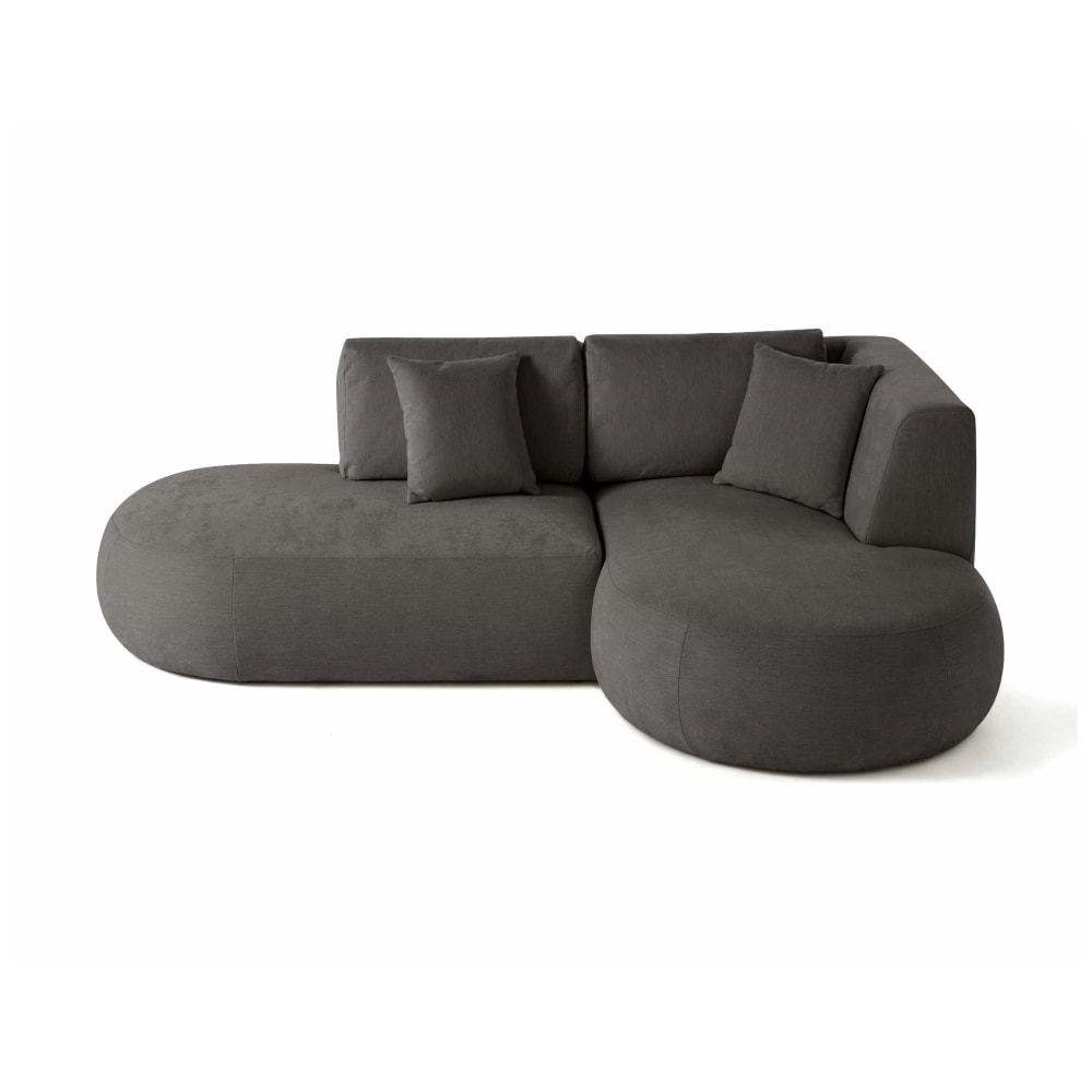 Canapé modulable 4 places angle droit en tissu texturé gris