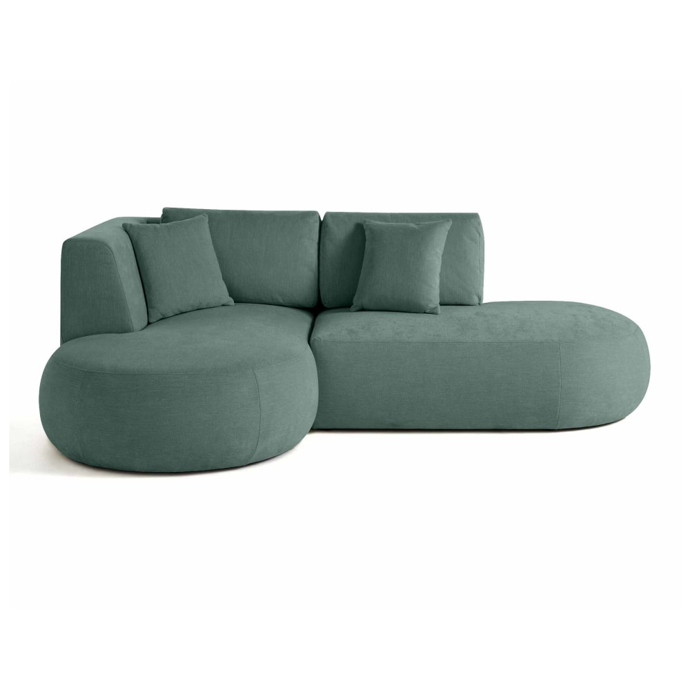 Canapé modulable 4 places angle gauche en tissu texturé vert