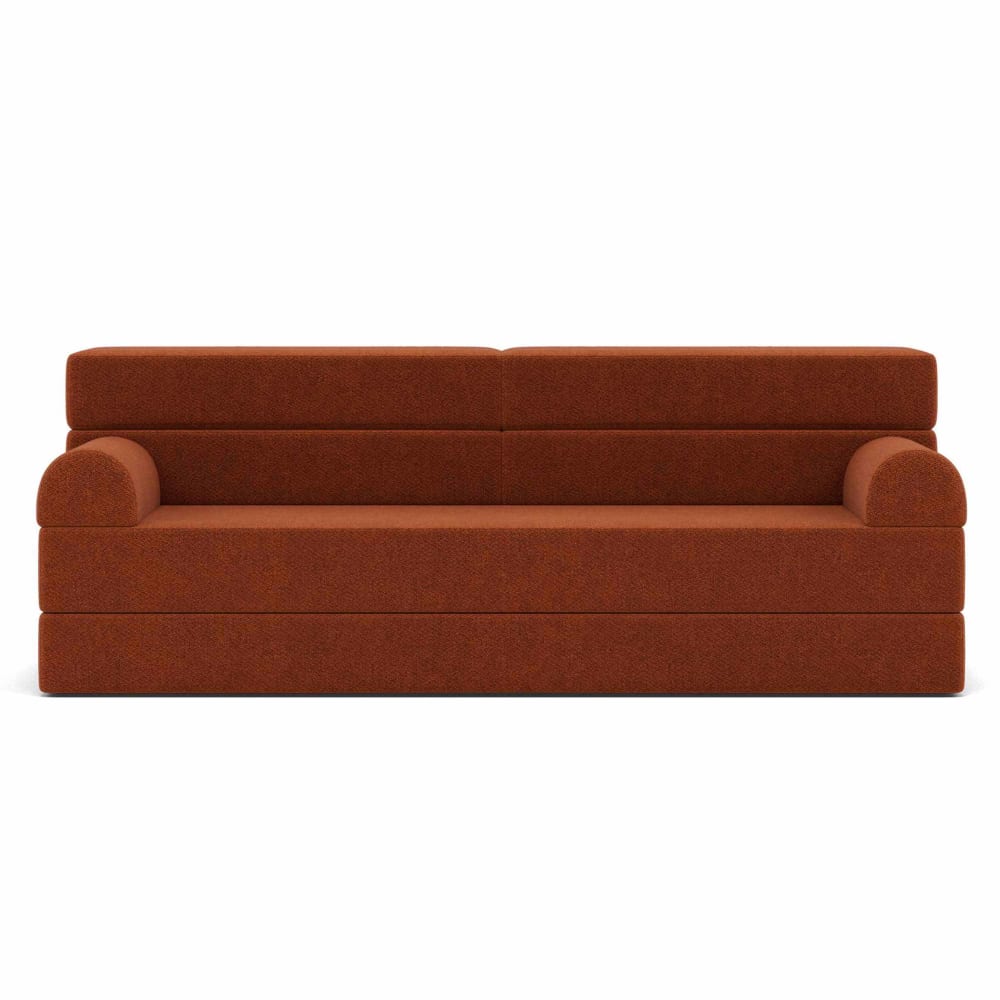 Canapé droit convertible 3 places en velours texturé terracotta