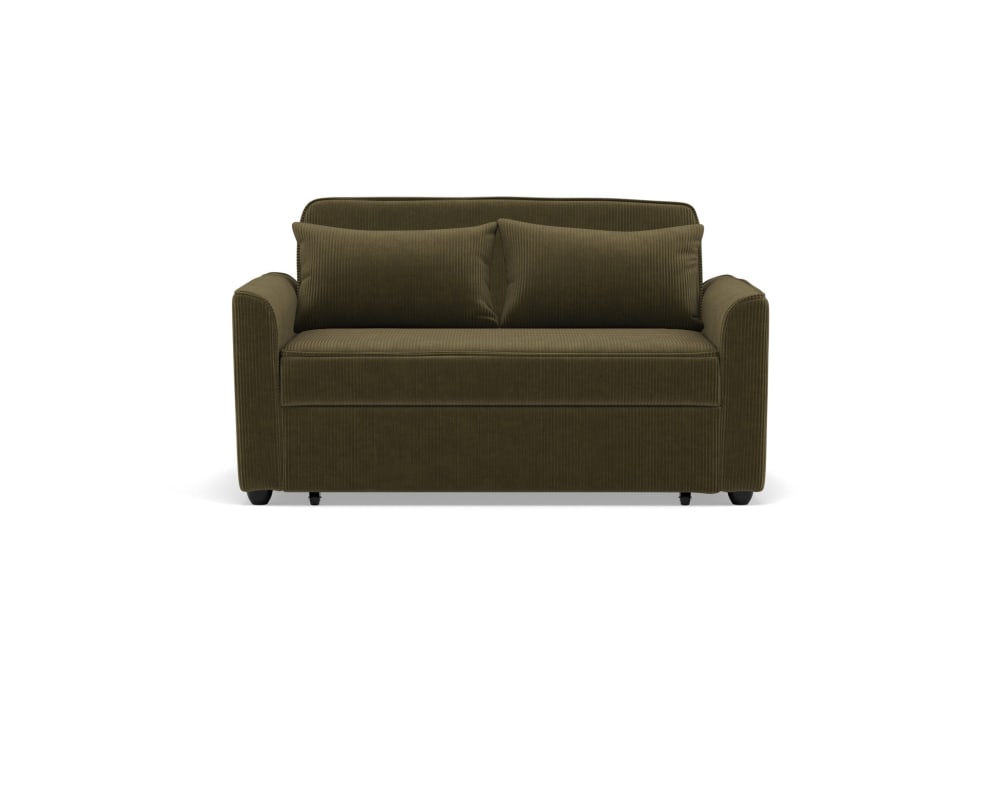Canapé droit 2 places en velours côtelé vert