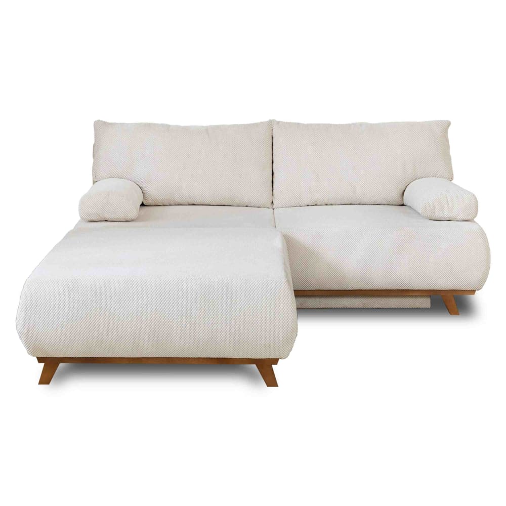 Canapé droit convertible 4 places en velours texturé beige