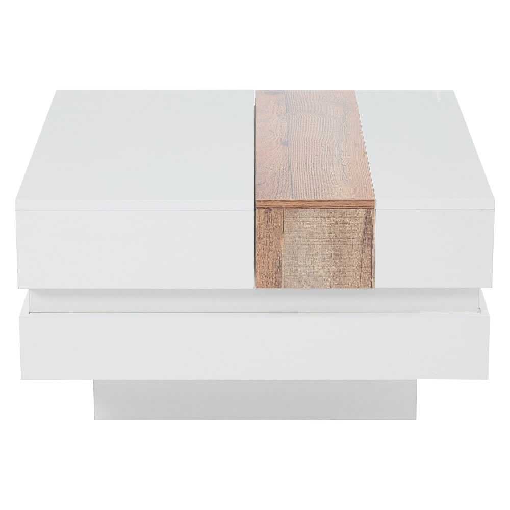 Table basse blanche modulable avec plateaux coulissants