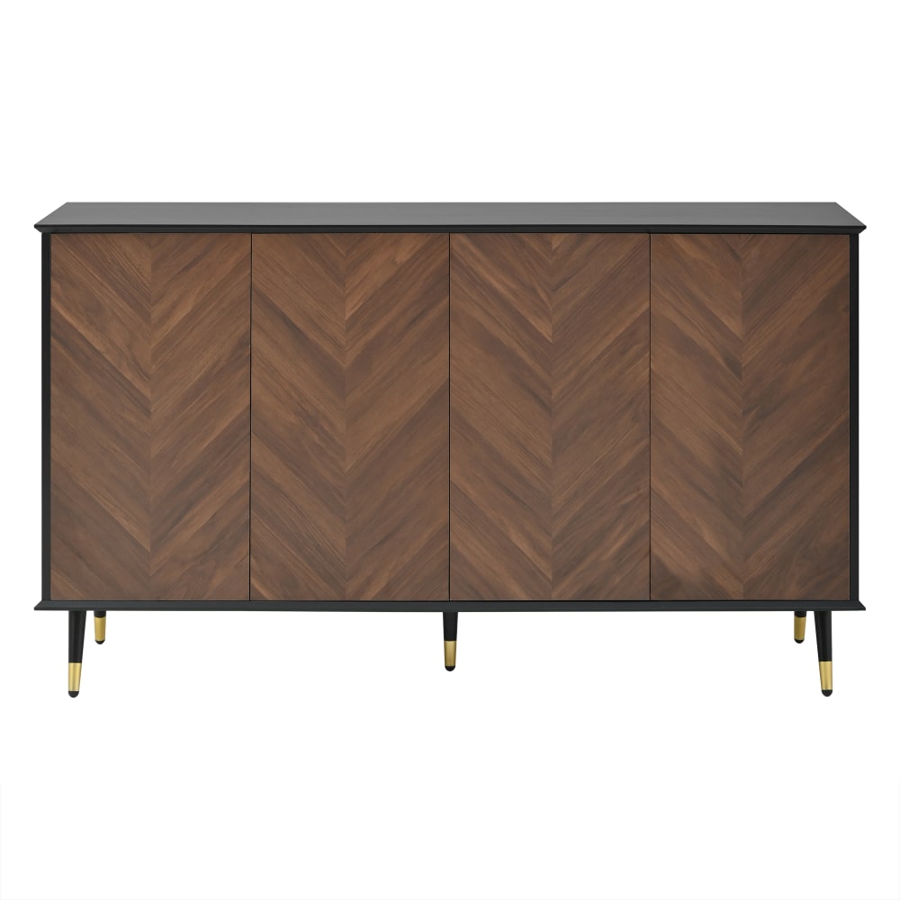 Hohes Sideboard aus Holz mit Chevron-Muster und Beinen,Braun -