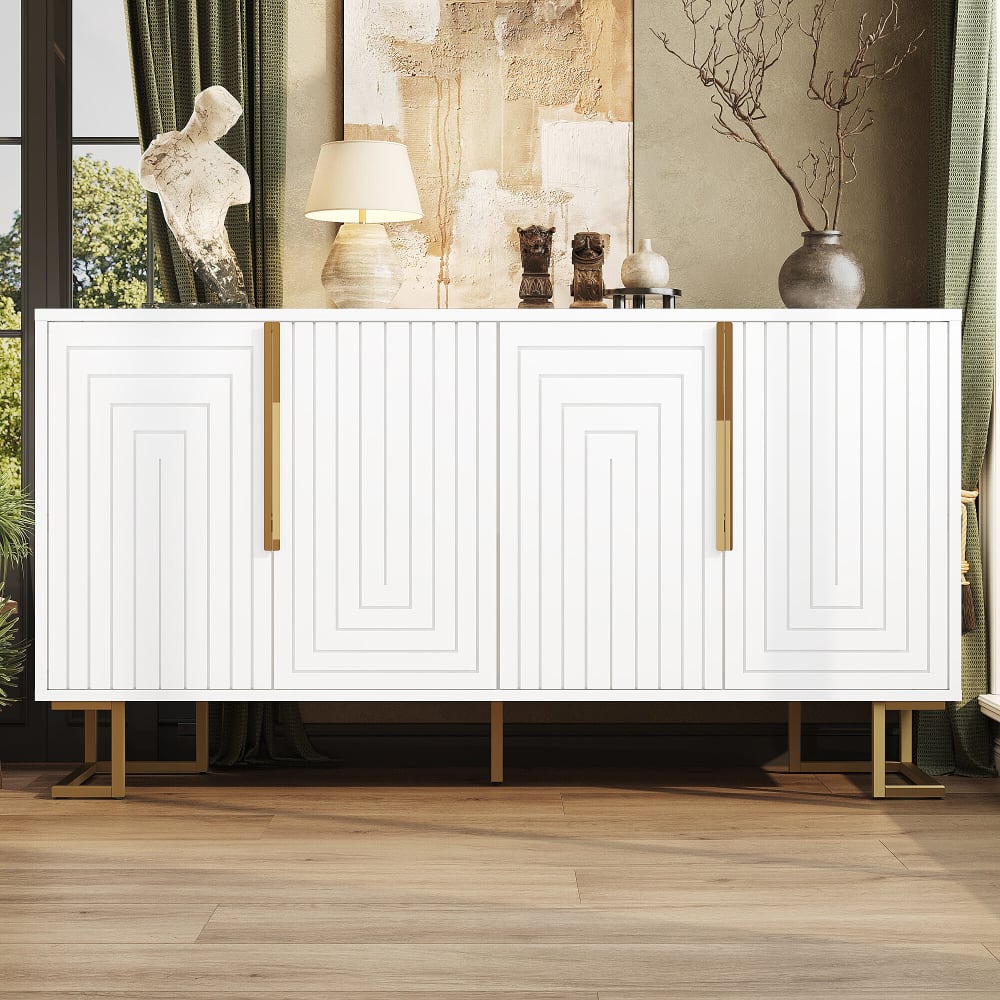 Sideboard mit Geschnitzten Fronten, Weiß - Maisons Du Monde
