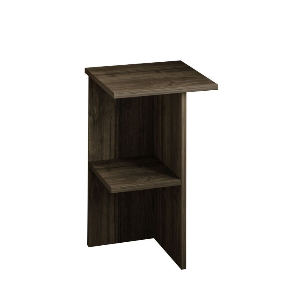 Table de chevet carrée avec étagère H60 cm - Effet Noyer