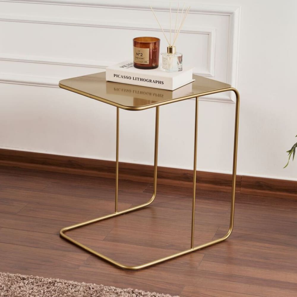 Couchtisch mit Metallplatte H46 cm - Vergoldet - Maisons Du Monde