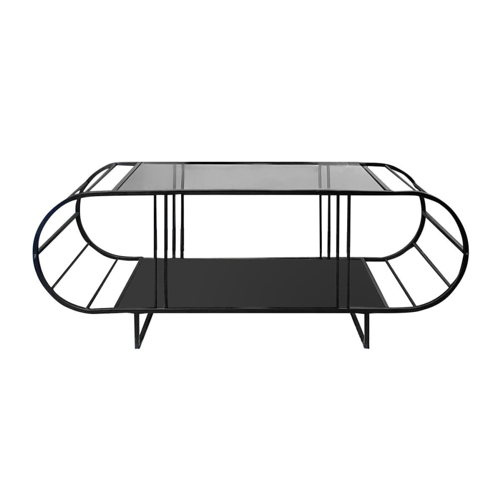 Table basse avec plateau en verreL145 cm - Noir