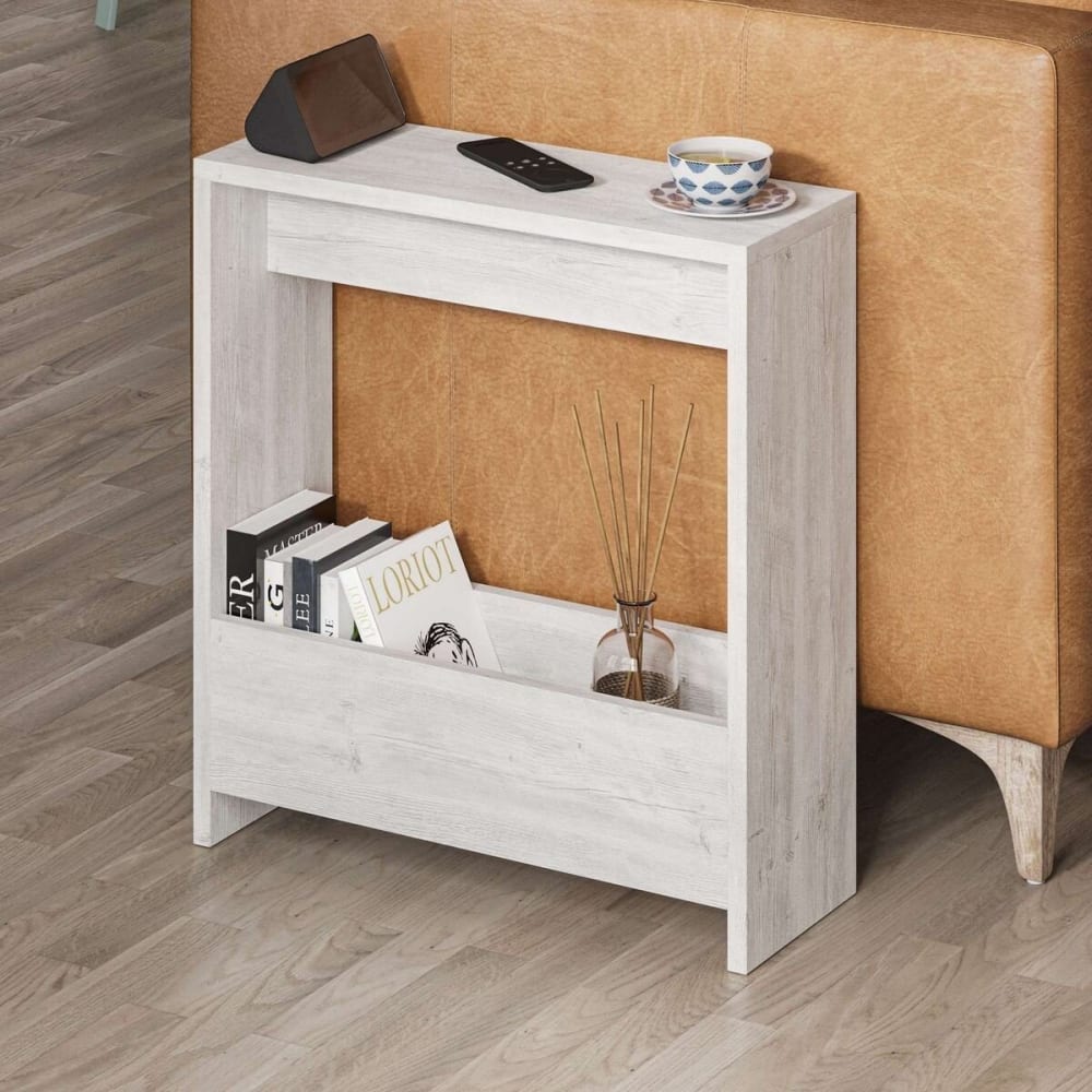 Bout de canapé avec rangement L55 cm - Blanc