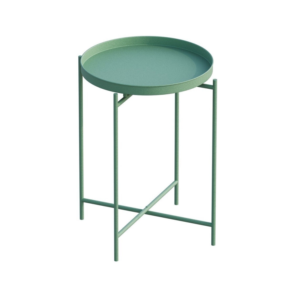 Bout de canapé avec plateau à rebord rond en Métal H56 cm - Vert