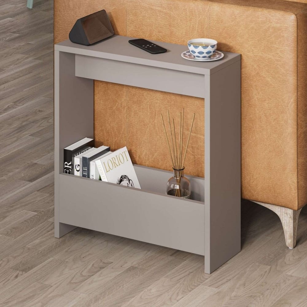 Bout de canapé avec rangement L55 cm - Taupe