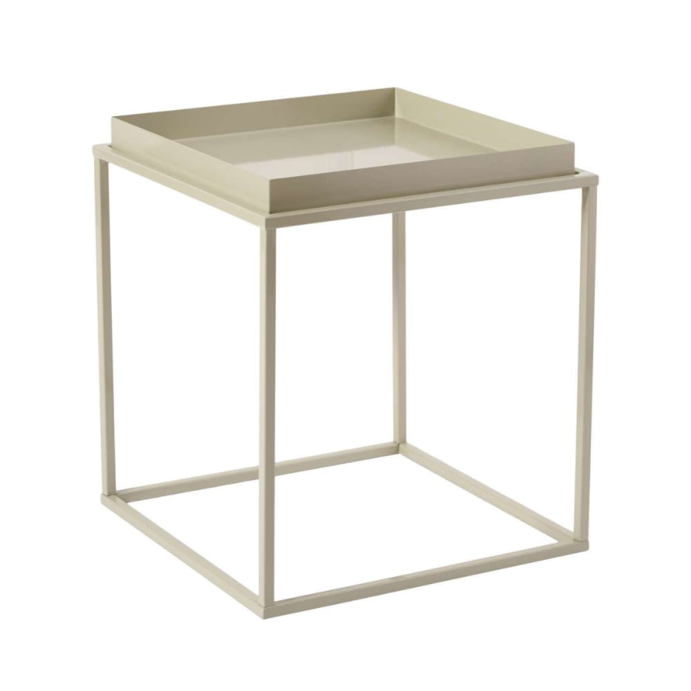 Bout de canapé carré avec plateau à rebords H52 cm - Taupe