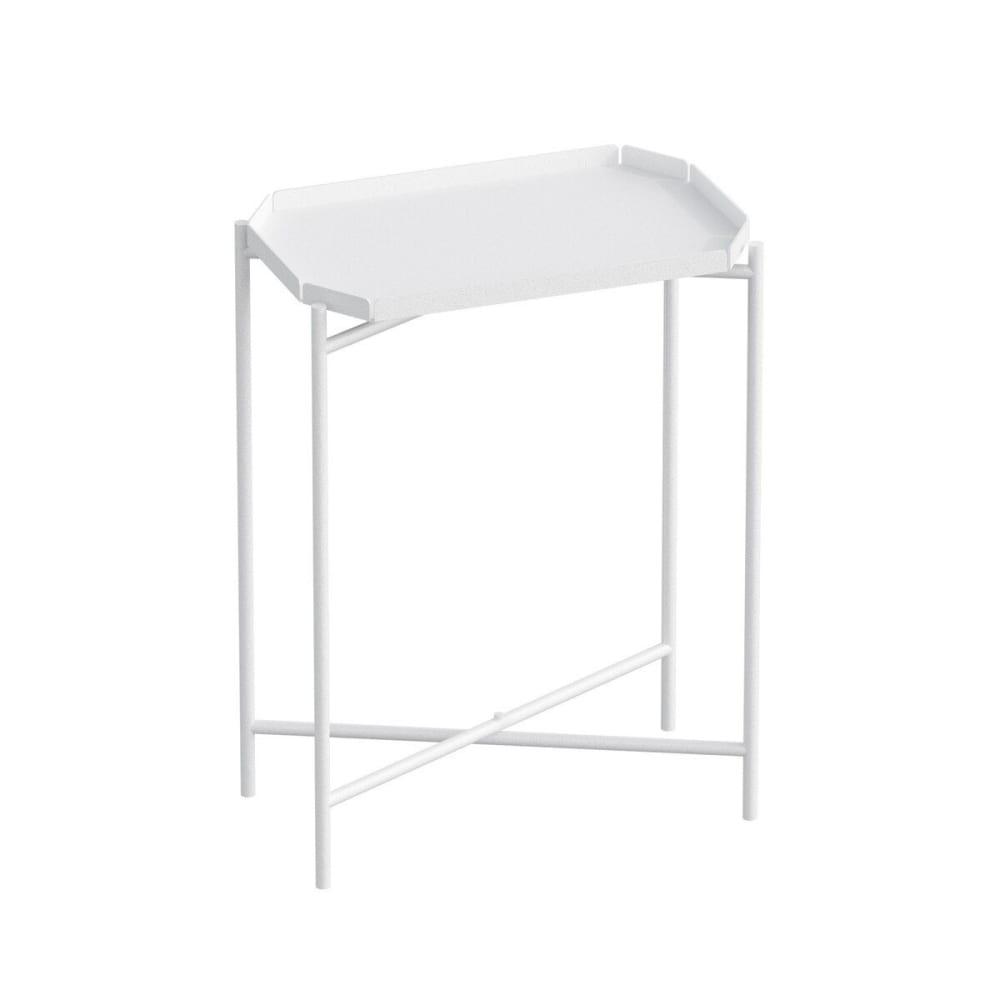 Bout de canapé avec plateau à rebord rectangulaire H56 cm - Blanc