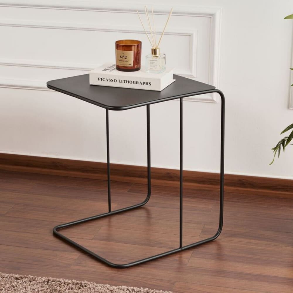 Couchtisch mit Metallplatte H46 cm - Schwarz - Maisons Du Monde