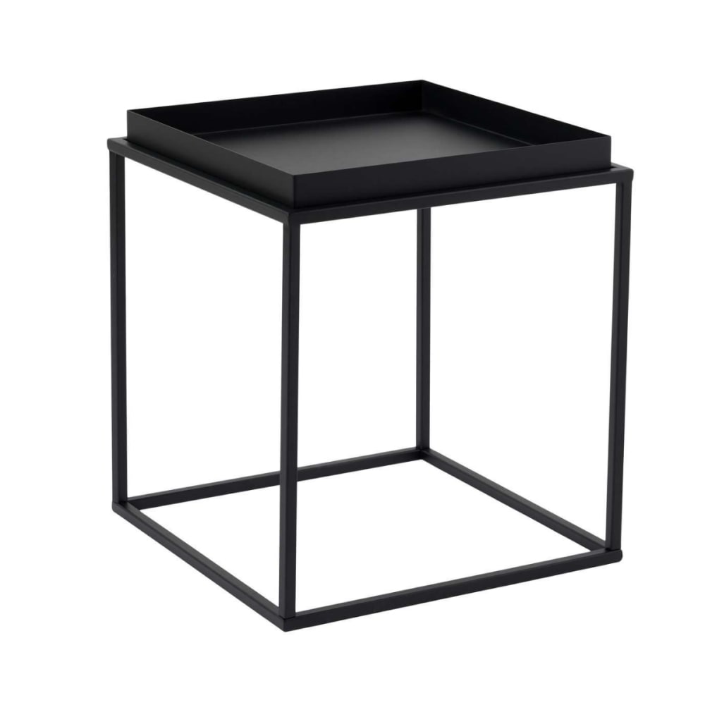 Bout de canapé carré avec plateau à rebords H52 cm - Noir